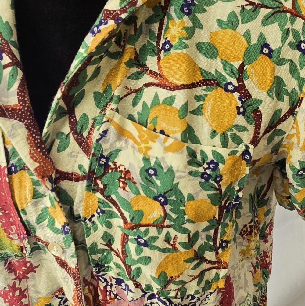 Anthropologie maeve women XS classic surf lemon linen blend short sleeve shirt. - Picture 7 of 12